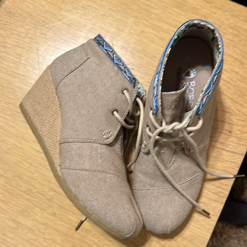 Tan colored lace up booties